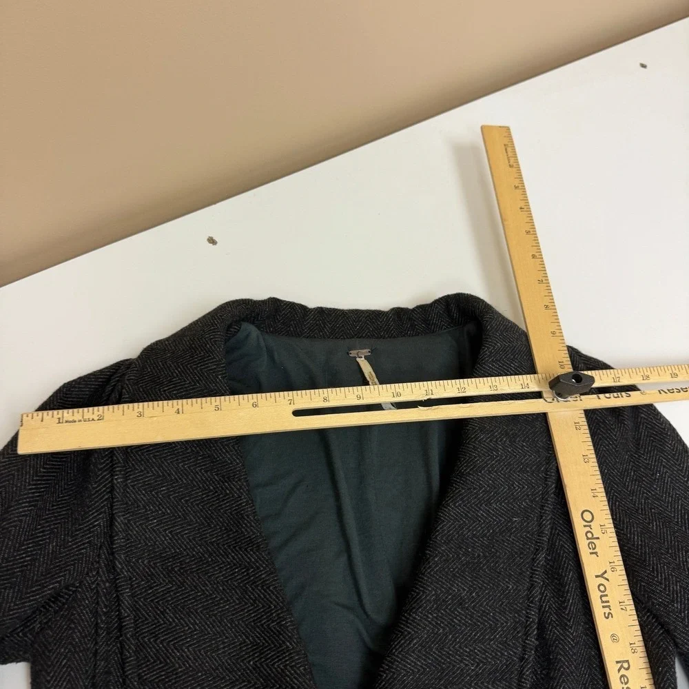 Free People Jacket‎ Womens 6 Black Herringbone Dark Academia Coquette
